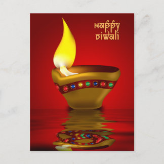 Diwali Diya - Oil lamp illustration Postcard