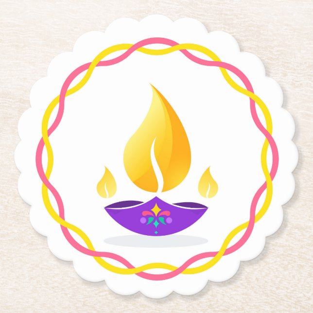 Diwali Diya Paper Coaster (Front)