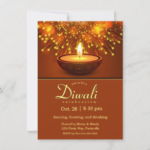 Diwali Diyas and Fireworks Invitation