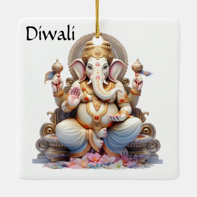 Diwali Ganesha Ceramic Ornament (Back)