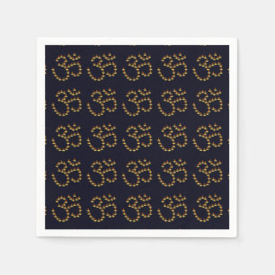 Diwali Gold Deepa in Om Symbol Dark Blue Napkin
