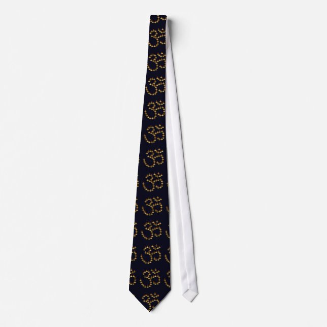 Diwali Gold Deepa in Om Symbol Dark Blue Tie (Front)
