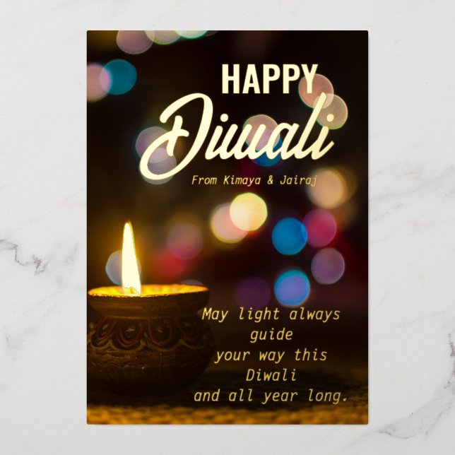Diwali Greeting  Foil Holiday Card (Front)