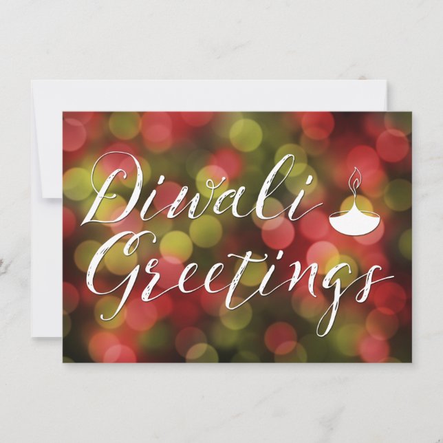 diwali greetings bokeh lights card (Front)