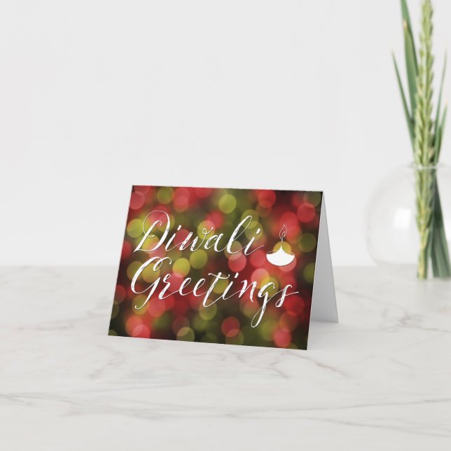 diwali greetings bokeh lights card (Front)