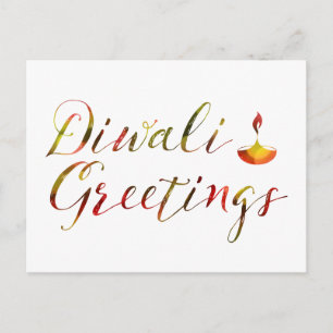 diwali greetings bokeh postcard