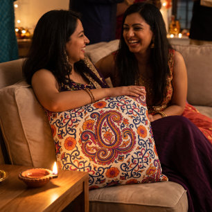 Diwali Jaipuri Block Print Pattern Cushion