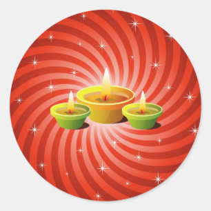 Diwali Lamps Classic Round Sticker