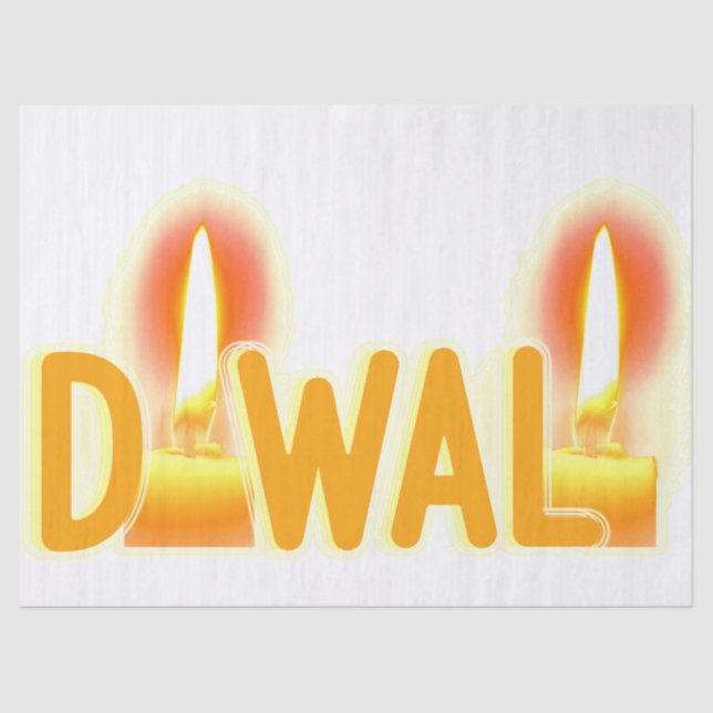 Diwali Lights Cute Candlelight Typography Tissue Paper (Front)