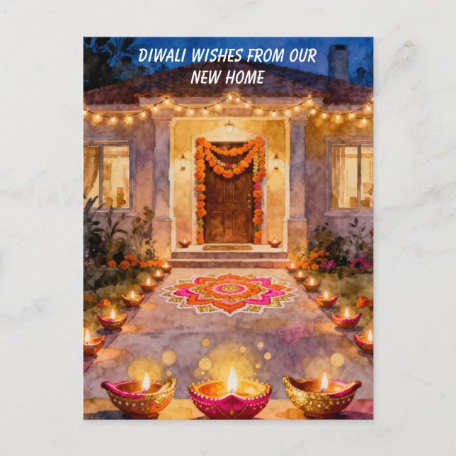 Diwali New Home Wishes Holiday Postcard (Front)