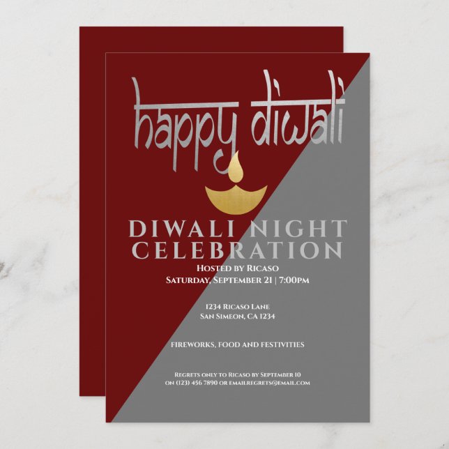 Diwali Night Celebration Of Light Invitation (Front/Back)