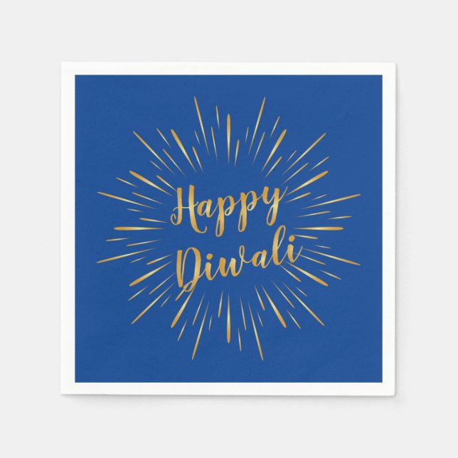 Diwali Paper Napkin Gold Calligraphy - Custom Colo (Front)