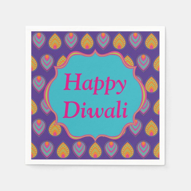 Diwali Paper Napkin in Colourful Indian Pattern (Front)
