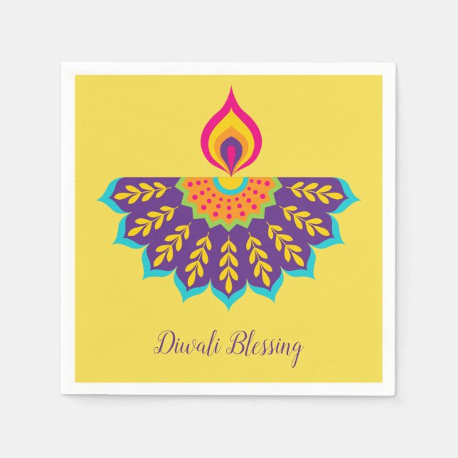 Diwali Paper Napkin with Mandala - Custom Colour (Front)
