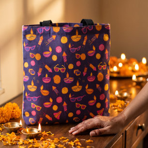 Diwali Party Cute Hand-Drawn Favour Gift Tote Bag