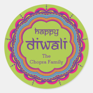 Diwali Party Favour Sticker with Mandala