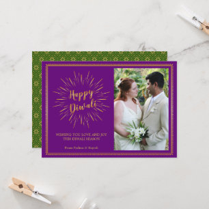 Diwali Photo Greeting Card - Custom Colour