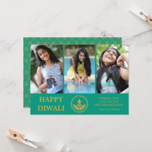 Diwali Photo Greeting Card - Custom Colour