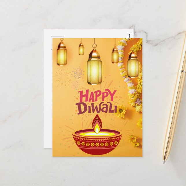 Diwali Post Card – Festival of Lights Wishes (Front/Back In Situ)