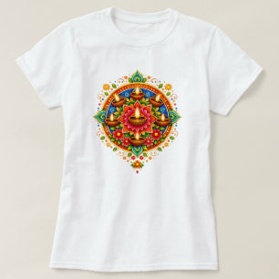 🎆❤️ Diwali Rangoli with Diya T-Shirt