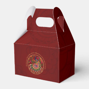 Diwali Red Gold Colorful Peacock Personalized  Favour Box