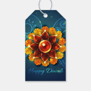 Diwali with Diya and Rangoli Gift Tags
