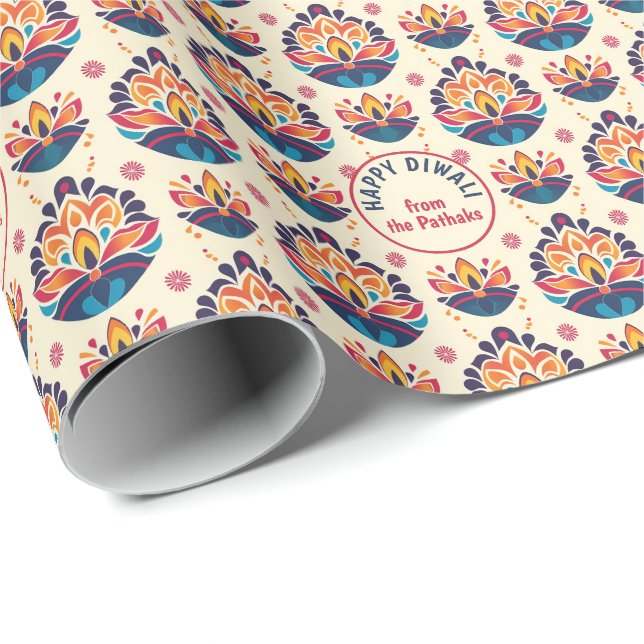 Diwali Wrapping Paper – Custom Text Edition (Roll Corner)