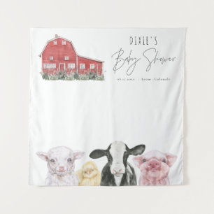 DIXIE Country Red Barn Farm Animal Baby Shower Tapestry