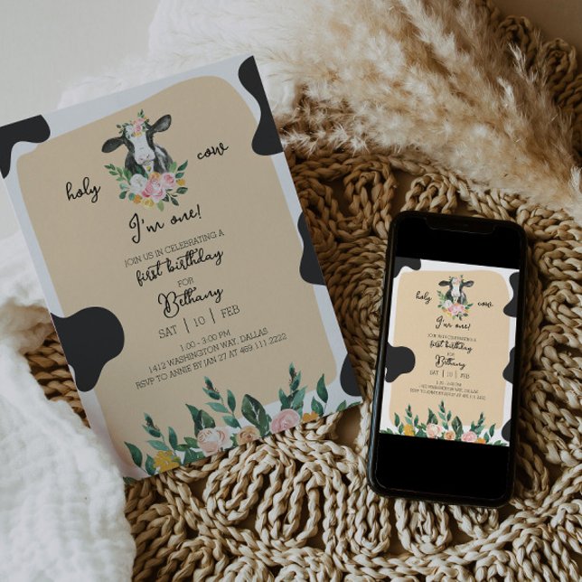 DIXIE Cow First Birthday Invitation (Creator Uploaded)