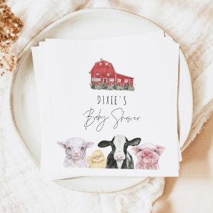 DIXIE Cute Country Red Barn Baby Animals Napkin