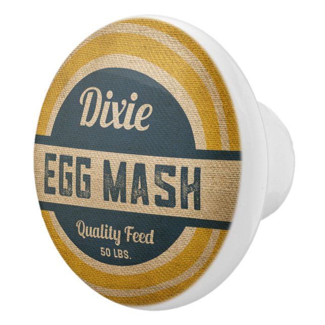 Dixie Feed Sack Vintage Look Ceramic Knob (Right)