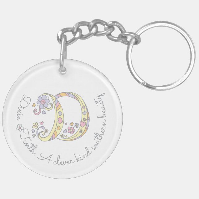 Dixie monogram D name and meaning keyring (Back Left)