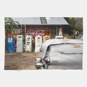 Dixon, New Mexico, United States. Vintage car Tea Towel