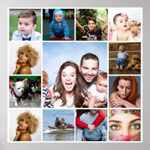 DIY 13 Photo   Family friends celebration collage Poster