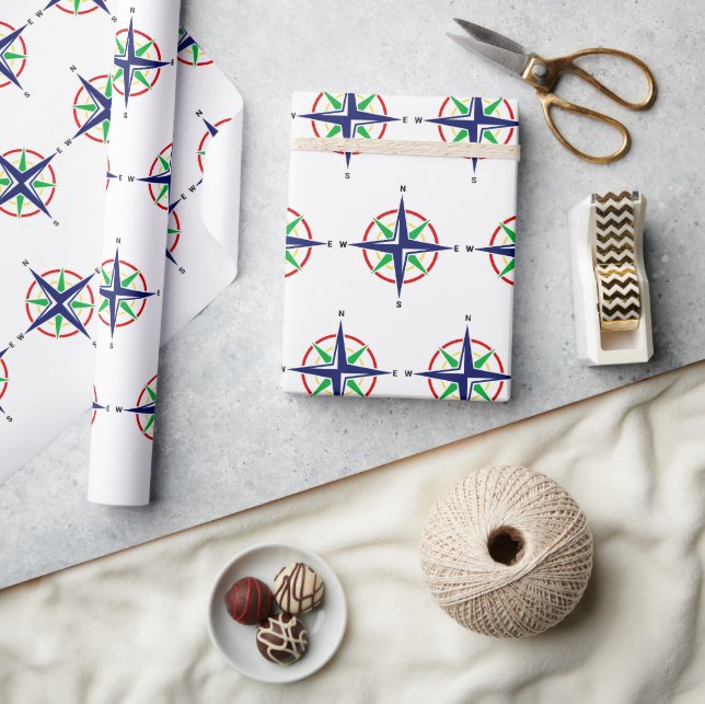 DIY 5 Colour Nautical Compass Rose Wrapping Paper (Crafts)