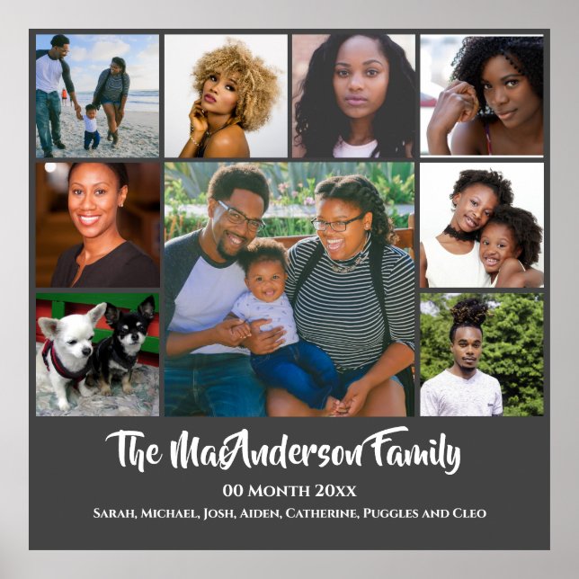 DIY 9 photo custom | My family friends dark grey Poster (Front)