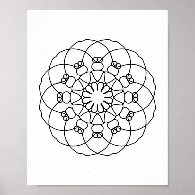 DIY Adult Coloring Page Mandala Poster Wall Art (Front)