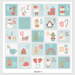 DIY Advent Calendar Stickers classic Christmas 