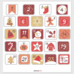 DIY Advent Calendar Stickers RED GRAY Christmas<br><div class="desc">Make your Christmas countdown extra special with this set of 24 numbered Advent calendar stickers (1–24), designed for sealing treat bags, gift boxes, or DIY Advent pockets filled with little surprises. Featuring a cosy brown, red, and neutral colour scheme, these stickers bring a rustic, modern touch to your holiday season....</div>