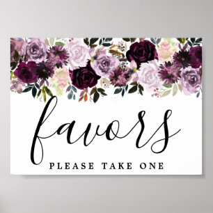 DIY Affordable Purple Pink Floral Wedding Favour Poster