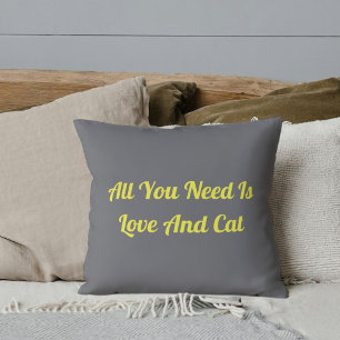 DIY Animal Lover Pet Cat Mum Dat Cute Quote Grey Cushion