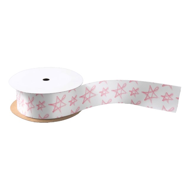 DIY Background/Adjustable Pink Star of David Satin Ribbon (Spool)