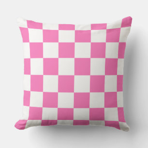 DIY Background Colour, Hot Pink Chequered Pattern Outdoor Cushion