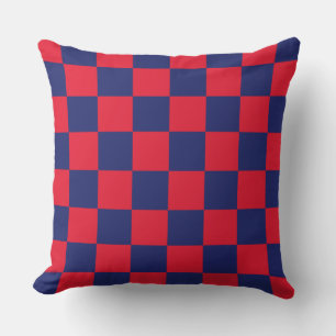 DIY Background Colour, Navy Blue Chequered Pattern Outdoor Cushion
