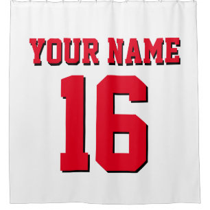DIY Background Colour Red Sports Jersey Team Shower Curtain