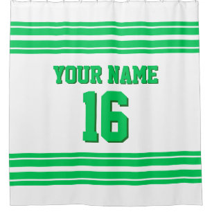 DIY Background Emerald Green Stripes Sports Jersey Shower Curtain