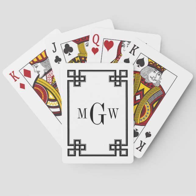 DIY Background Greek Key Fancy Black Framed 3I Playing Cards (Back)