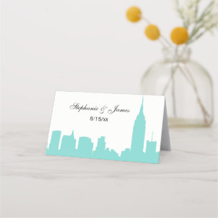 DIY BG NYC Skyline Silhouette Turq Escort Cards