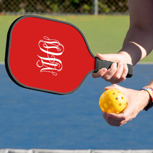 DIY BG Red White Greek Key Vine Monogram Font Pickleball Paddle
