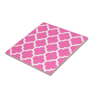 DIY BG White Moroccan Quatrefoil Pattern #5 Hot Pk Ceramic Tile
